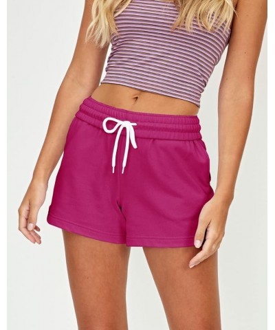 Women's Shorts Casual Summer Drawstring Comfy Elastic High Waist Running Shorts with Pockets Rosered $10.79 Activewear