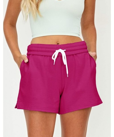 Women's Shorts Casual Summer Drawstring Comfy Elastic High Waist Running Shorts with Pockets Rosered $10.79 Activewear