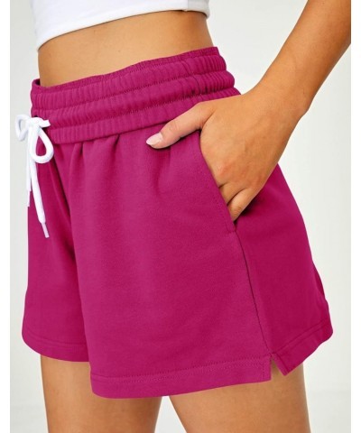 Women's Shorts Casual Summer Drawstring Comfy Elastic High Waist Running Shorts with Pockets Rosered $10.79 Activewear