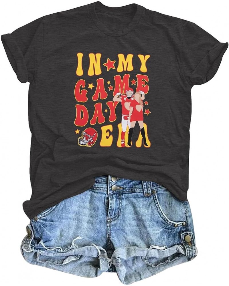 Women in My Game Day Era Shirt Team Fan Tshirt Cute Sunday Football Graphic Tee Football Lover Gift Short Sleeve Tops Gray $1...