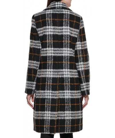 Women's Notch Collar Double Breast Patch Pocket Jacket Black Multi Plaid $55.48 Blazers