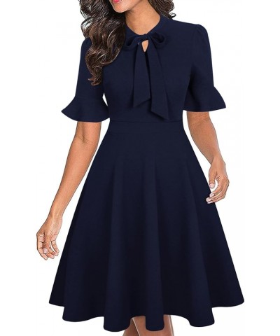 Women Summer Floral Ruffle Sleeve Wear to Work Church Wedding Guest Party Dresses 0 Navy $16.90 Others