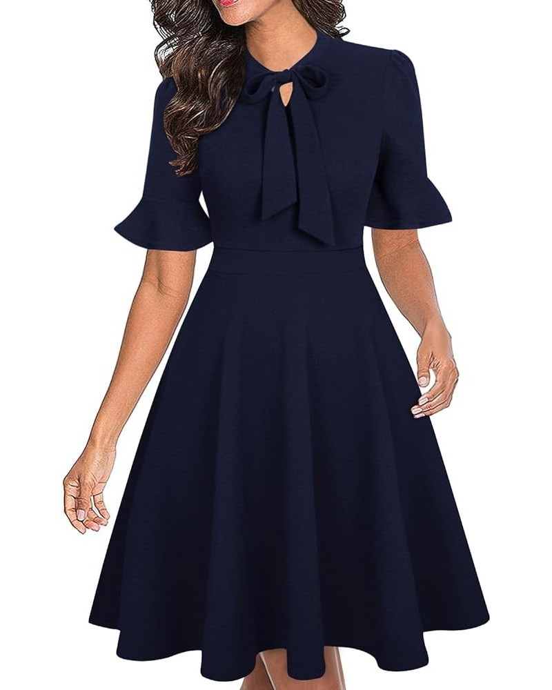 Women Summer Floral Ruffle Sleeve Wear to Work Church Wedding Guest Party Dresses 0 Navy $16.90 Others