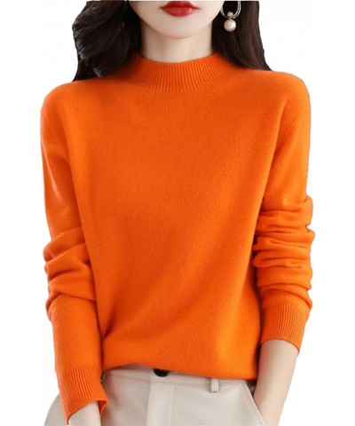 Women Merino Wool Cashmere Knitted Sweater Turtleneck Long Sleeve Pullovers Jumper Tops Orange $23.78 Sweaters