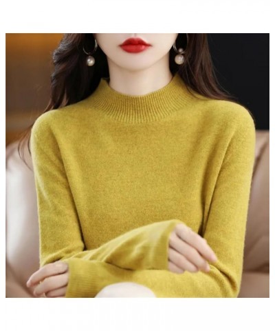 Women Merino Wool Cashmere Knitted Sweater Turtleneck Long Sleeve Pullovers Jumper Tops Orange $23.78 Sweaters