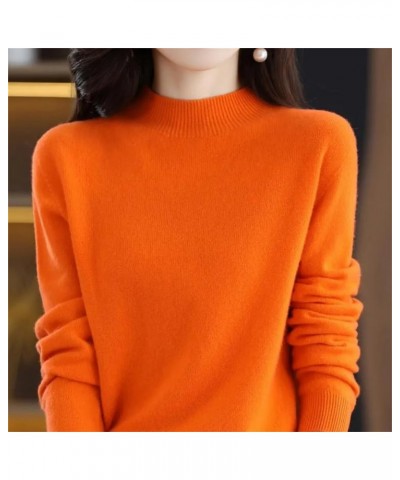 Women Merino Wool Cashmere Knitted Sweater Turtleneck Long Sleeve Pullovers Jumper Tops Orange $23.78 Sweaters