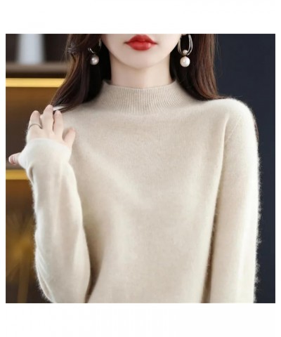 Women Merino Wool Cashmere Knitted Sweater Turtleneck Long Sleeve Pullovers Jumper Tops Orange $23.78 Sweaters