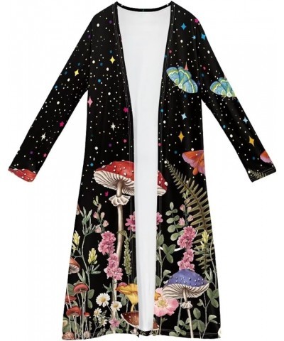 Womens Christmas Cardigan Long Sleeve Open Front Xmas Cardigan Coat Plus Size Christmas Duster S-4XL Mushroom Moth Starry $20...