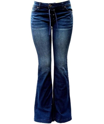 WAX / Jack David JEANS Womens Juniors 70s Trendy Slim Fit Flared Bell Bottom Denim Jean Pants 90039 Dark Blue Wash $12.90 Jeans