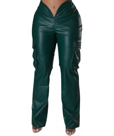 Sweat Pants Women Casual Plus Size Women's Sexy Mid Waist Faux Leather Leggings Stretch Leather Women Jogger Pants Pu1-green ...