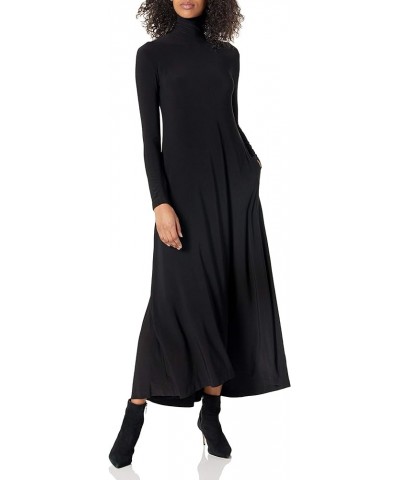 Women's Long Sleeve Turtle Long Swing Dress Black $63.00 Dresses