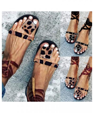 Sandals for Women Lace Up,Gladiator Sandals Platform Summer Beach Strappy Criss Cross Open Toe Knee High Flat Sandal Z7-black...