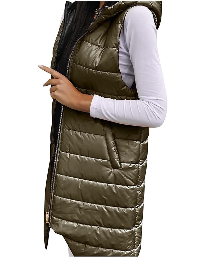 Long Puffer Vest for Womens Sleeveless with Hood Long Down Vest with Stand Collar Thick Hooded Sleeveless Long Coats Jacket B...