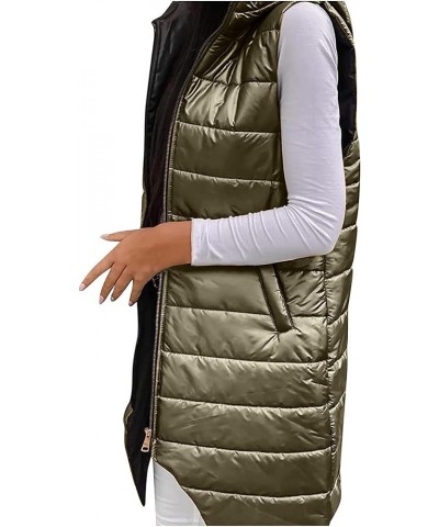 Long Puffer Vest for Womens Sleeveless with Hood Long Down Vest with Stand Collar Thick Hooded Sleeveless Long Coats Jacket B...