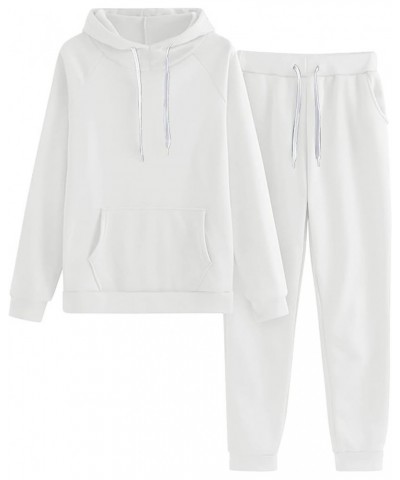 Women's Tracksuit set 2023 Fall Two Piece Outfit Long Sleeve Crewneck Pullover Tops And Jogger Pants Sweatsuit 08_white $4.23...