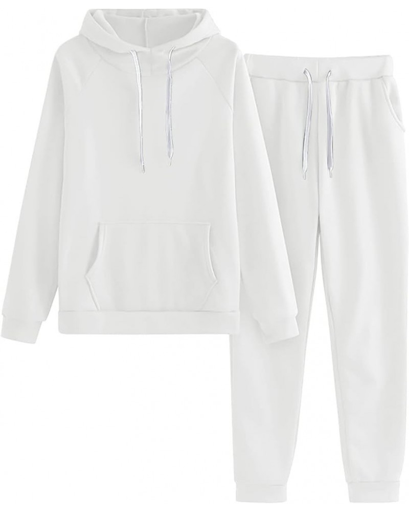 Women's Tracksuit set 2023 Fall Two Piece Outfit Long Sleeve Crewneck Pullover Tops And Jogger Pants Sweatsuit 08_white $4.23...