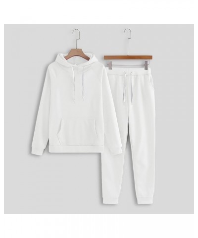 Women's Tracksuit set 2023 Fall Two Piece Outfit Long Sleeve Crewneck Pullover Tops And Jogger Pants Sweatsuit 08_white $4.23...