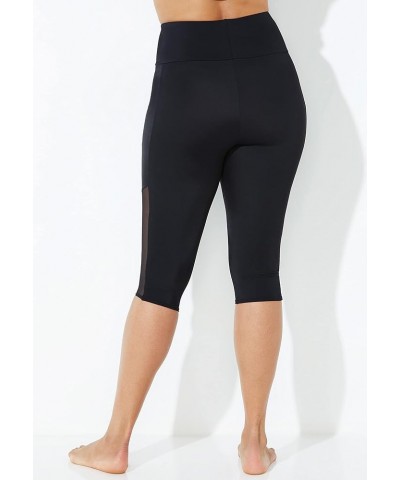 Women's Plus Size Chlorine Resistant High Waist Mesh Swim Capri Black Mesh $20.28 Swimsuits