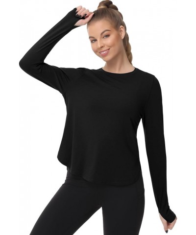 Women's Long Sleeve Sun Protection Top Lightweight Quick Dry Shirts for Workouts and Hiking Wear Black $12.15 Activewear