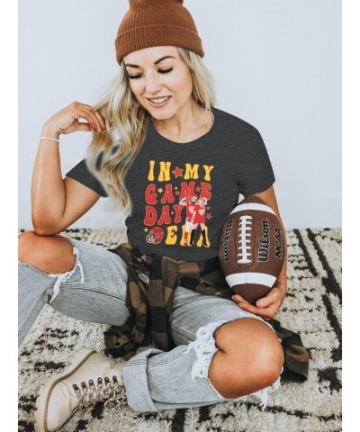 Women in My Game Day Era Shirt Team Fan Tshirt Cute Sunday Football Graphic Tee Football Lover Gift Short Sleeve Tops Gray $1...