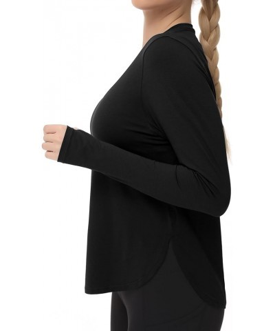 Women's Long Sleeve Sun Protection Top Lightweight Quick Dry Shirts for Workouts and Hiking Wear Black $12.15 Activewear