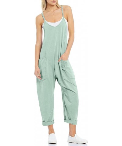 Jumpsuits for Women Sleeveless Summer Loose Rompers Adjustable Spaghetti Straps Baggy Overalls Jumpers with Pockets Cyan $10....