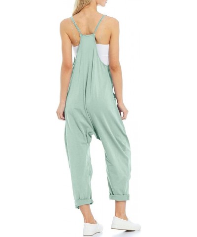 Jumpsuits for Women Sleeveless Summer Loose Rompers Adjustable Spaghetti Straps Baggy Overalls Jumpers with Pockets Cyan $10....