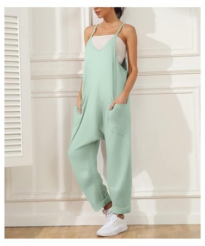 Jumpsuits for Women Sleeveless Summer Loose Rompers Adjustable Spaghetti Straps Baggy Overalls Jumpers with Pockets Cyan $10....