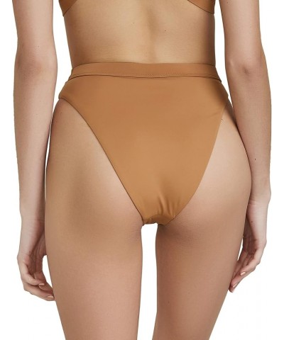 Women's Seamless High Waist Banded High Cut Cheeky Bottom Caramel $17.53 Swimsuits