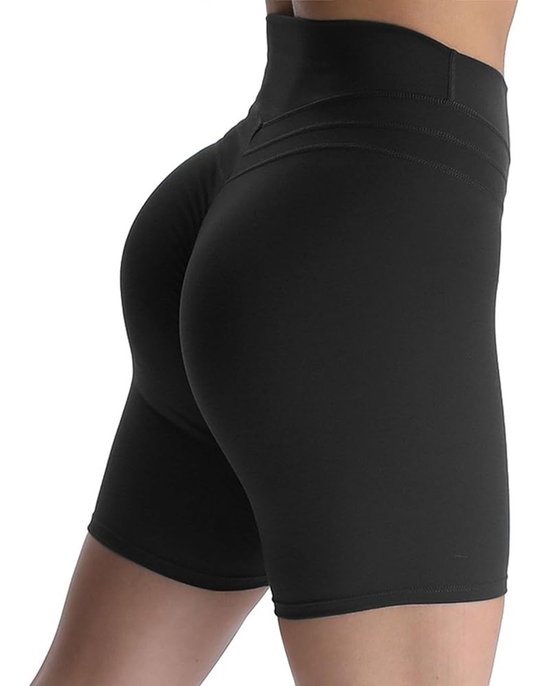 High Waisted Workout Shorts for Women Scrunch Tummy Control Luna Buttery Soft Yoga Shorts 6 Black $13.44 Activewear