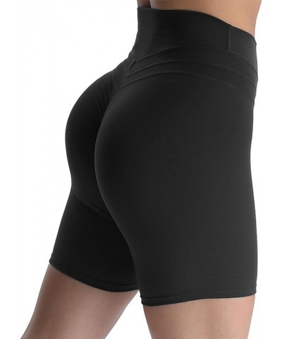 High Waisted Workout Shorts for Women Scrunch Tummy Control Luna Buttery Soft Yoga Shorts 6 Black $13.44 Activewear