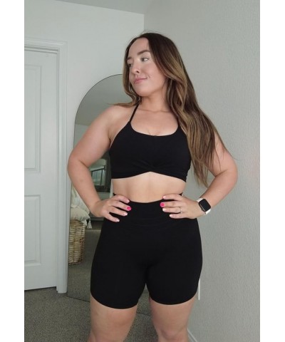 High Waisted Workout Shorts for Women Scrunch Tummy Control Luna Buttery Soft Yoga Shorts 6 Black $13.44 Activewear