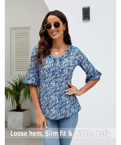 Womens Short Sleeve Summer Tops - 2023 Womens Tops Elegant T Shirts Blouses Casual Tunic Tops Floral Cotton Business Blouse B...