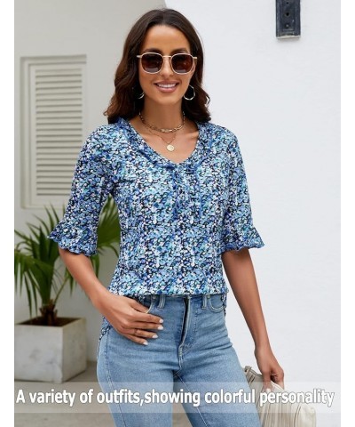 Womens Short Sleeve Summer Tops - 2023 Womens Tops Elegant T Shirts Blouses Casual Tunic Tops Floral Cotton Business Blouse B...