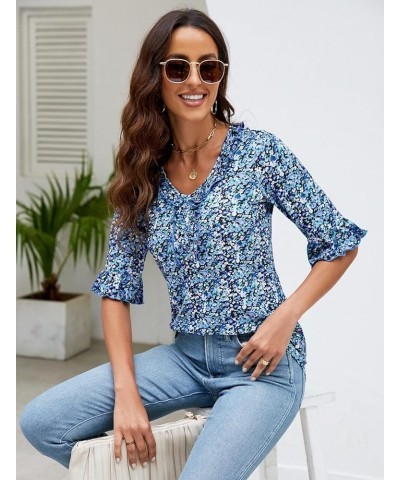 Womens Short Sleeve Summer Tops - 2023 Womens Tops Elegant T Shirts Blouses Casual Tunic Tops Floral Cotton Business Blouse B...