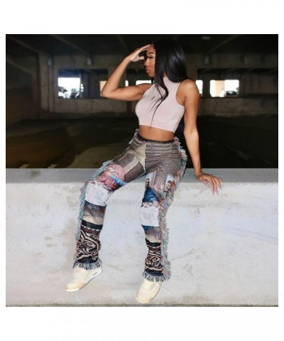 Women's Hippie Tassel Pattern Printing Elastic Pants Folk Style Pants Party Music Festival Wear Characters $25.79 Leggings