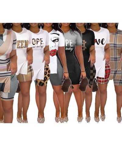 Sexy Two Piece Outfits for Women Plus Size Clubwear Bodycon Tie Dye Lounge Sets Leopard Print Tops Bronze $14.49 Jumpsuits