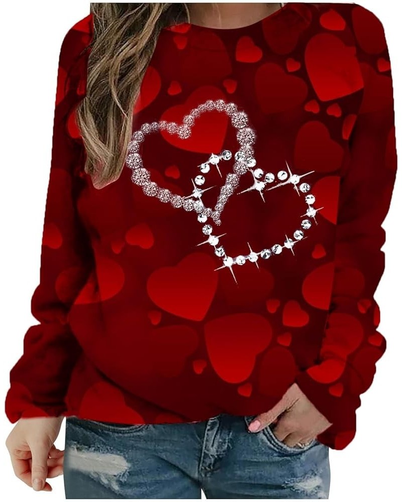 Valentines Day Outfit Women Long Sleeve Shirts 2024 Love Heart Graphic Gifts for Her Cute Crewneck Sweater Teacher Shirts Red...