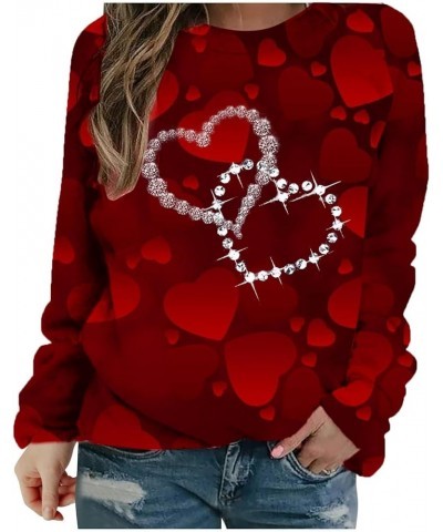 Valentines Day Outfit Women Long Sleeve Shirts 2024 Love Heart Graphic Gifts for Her Cute Crewneck Sweater Teacher Shirts Red...