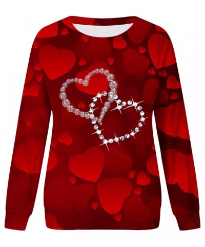 Valentines Day Outfit Women Long Sleeve Shirts 2024 Love Heart Graphic Gifts for Her Cute Crewneck Sweater Teacher Shirts Red...