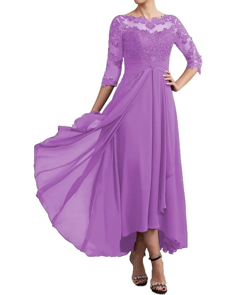 Mother of The Bride Dress Scoop Neck Chiffon Wedding Guest Formal Evening Gowns Party Dress Lilac $22.79 Dresses