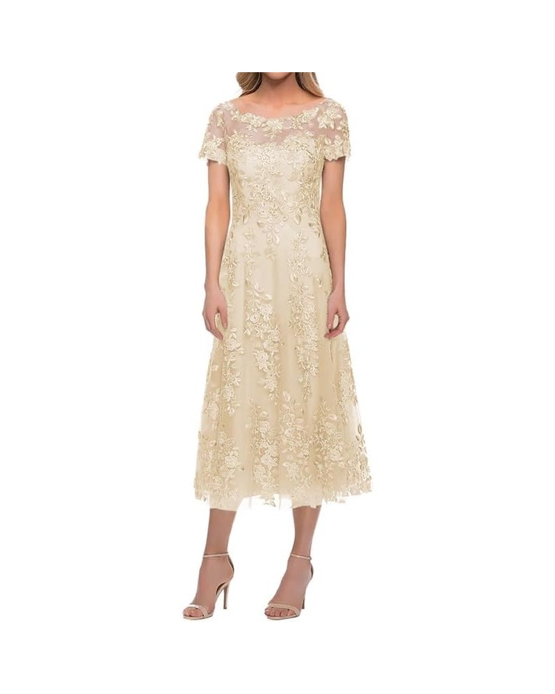 Mother of The Bride Dresses Tulle Mother of The Groom Dresses Applique Wedding Guest Dresses for Women Champagne $49.39 Dresses