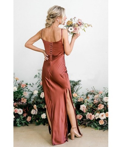 Satin Bridesmaid Dresses Long for Wedding Cowl Neck Strapless Prom Dresses for Women with Slit Black $27.30 Dresses