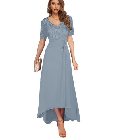 Women's Lace Mother of The Bride Dresses with Sleeves High Low Wedding Guest Dress Tea Length Evening Gown Wisteria $41.80 Dr...