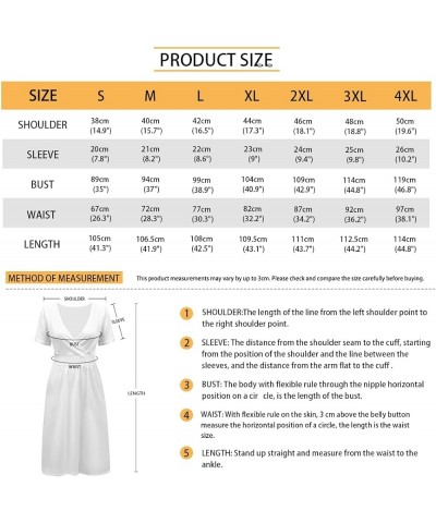 Womens Dresses Short Sleeve Wrap V Neck Sundresses Faux Wrap Party Dress Knee Length Party Wedding Guest Size S-4XL St. Patri...