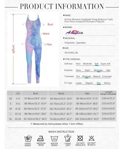 Amilia Womens Spaghetti Strap Bodycon Tank One Piece Jumpsuits Rompers Playsuit Tie Dye $11.88 Jumpsuits