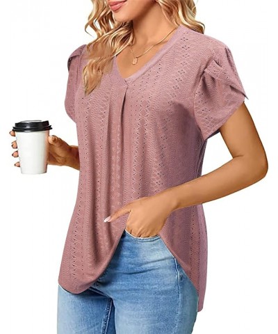 Women's Short Sleeve Tunic Tops Floral Double Layers Casual Dressy Blouse Shirts Pink-03 $9.89 Tops