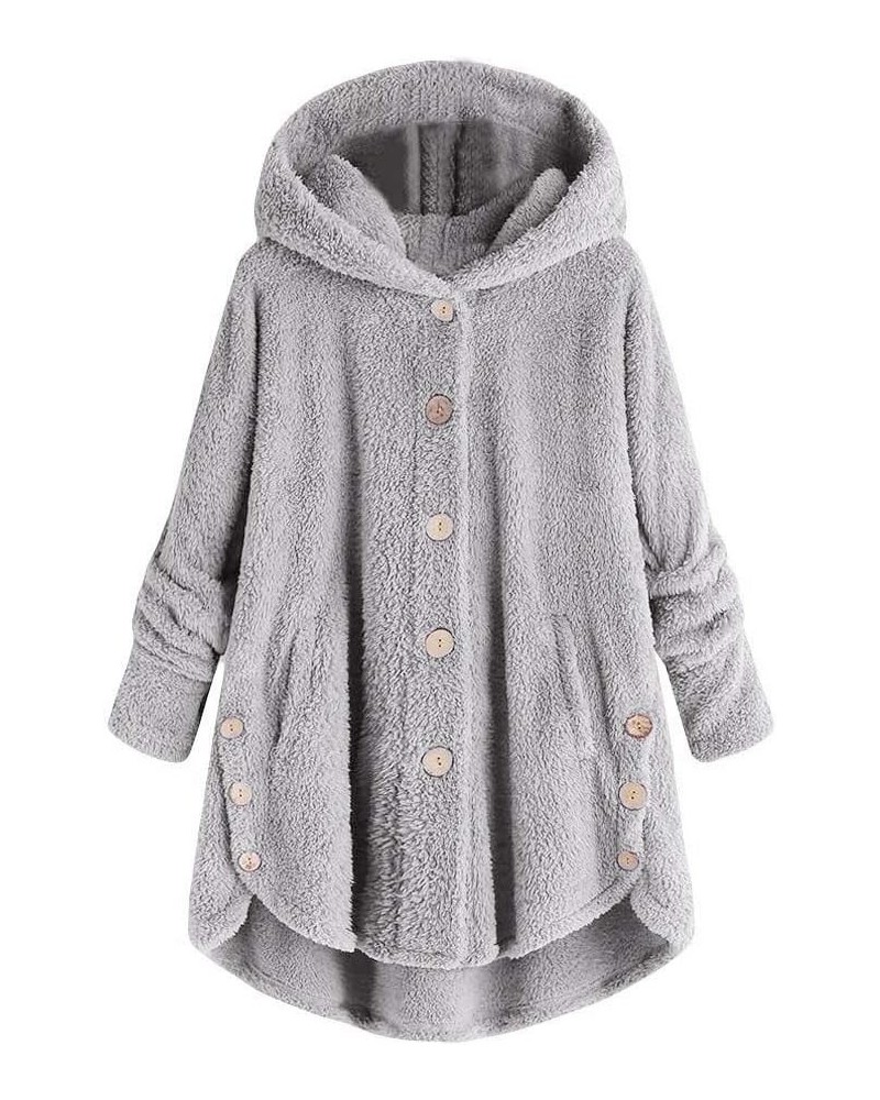 Winter Jackets for Women Plus Size Cute Bear Ears Coats Thicken Warm Lined Jacket Button Soft Hooded Cardigans Sherpa Jacket ...