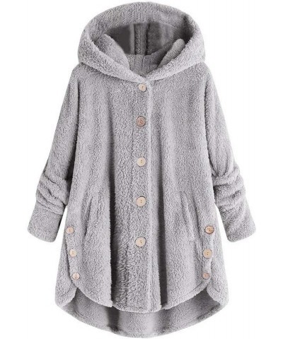 Winter Jackets for Women Plus Size Cute Bear Ears Coats Thicken Warm Lined Jacket Button Soft Hooded Cardigans Sherpa Jacket ...