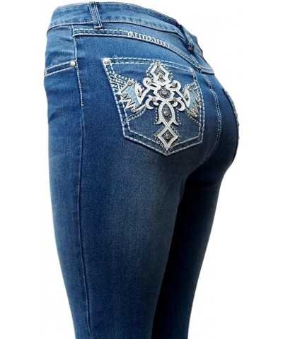 Jack David H&Y U-Cute Rose 2 Rhinestone Studded Denim Bootcut Flap Pocket Jeans H&y Jeans Hy476 Blue Bootcut $26.09 Jeans